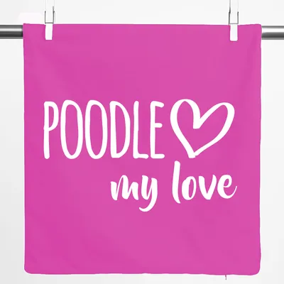 Produktbild von Huuraa Kissenbezug Poodle my love 40x40cm Fuchsia Baumwolle Dekokissenbezug Geschenkidee