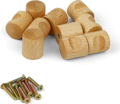 Produktbild von Holz Möbelknöpfe - Set von 10 - Natürliches Birkenholz