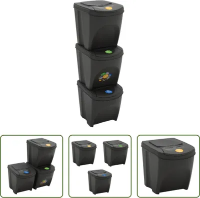 Obrázek produktu pro The Living Store Stohovatelné koše 3 ks. Šedý polypropylen 75 l
