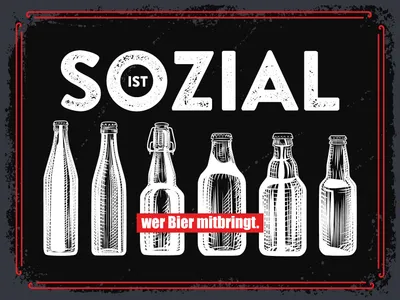 Produktbild von vianmo Blechschild 30x40 cm Sozial ist wer Bier mitbringt schwarzes