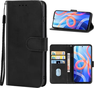 Productafbeelding van König Design hoesje, compatibel met Xiaomi Redmi Note 11T 5G, kunstleren telefoonhoesje - telefoonhoesje, zwart