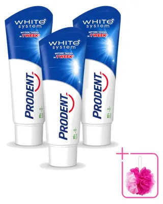 Imagen del producto de 3 tubos de pasta dental Prodent White System - blanqueadora natural - 75 ml - pack ahorro - 3 unidades