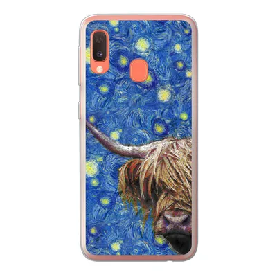 Produktbild von MuchoWow® Handyhülle Schutzhülle Hülle für Samsung Galaxy A20e Sternennacht - Van Gogh - Schottischer Highlander Silikon Softcase Handy Hülle - Abdeckung