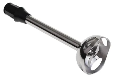 A close-up studio shot of an immersion blender attachment.