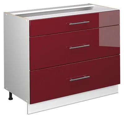 Produktbild von Küchenunterschrank Vicco Fame-Line Bordeaux Hochglanz/Weiß 100 cm ohne Arbeitsplatte, Model 61619
