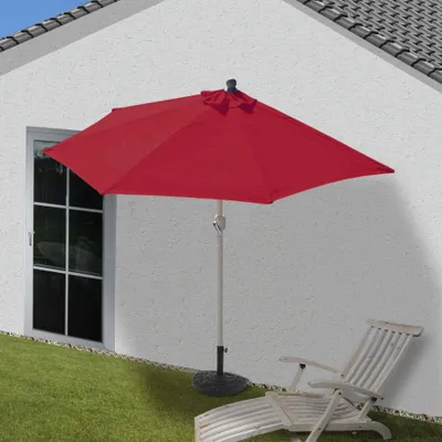 Produktbild von Sonnenschirm halbrund Parla, Halbschirm Balkonschirm, UV 50+ Polyester/Stahl 3kg 300cm bordeaux mit Ständer
