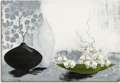 Produktbild von ARTland Leinwandbild Modernes bauchiges Gefäß mit Orchideen Größe: 100x70 cm