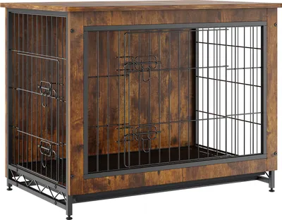 Obrázek produktu pro VEVOR klec pro psy 83x56x64cm box pro psy z P2 a Q195 vintage boční stůl drátěná klec klec pro domácí mazlíčky se 2 dvířky, odkapávací miskou a polštářem nábytek ve stylu přepravky pro psy přepravka pro psy