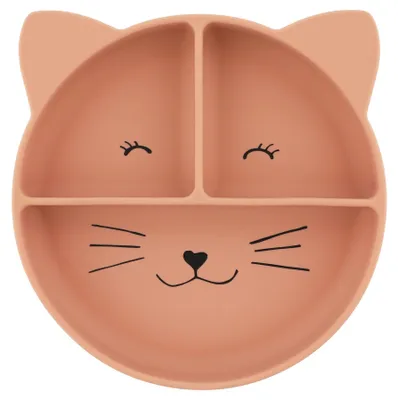 Produktbild von TRIXIE BABY Kindergeschirr Teller mit Silikon-Saugnapf und Fächern - Mrs. Katze