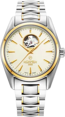 Image de Montre pour homme ROAMER 984985 47 35 20, dorée, classique, avec mouvement apparent (open heart)
