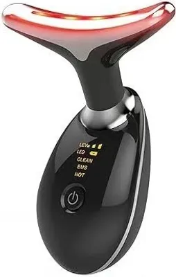 Produktbild von Nacken-Anti-Falten-Gesichtsschönheitsgerät 3 Modi zum Anheben und Straffen des Massagegeräts, elektrische LED-Photonen-Gesichtstherapie, Mikrostrom-Faltenentferner (Schwarz)