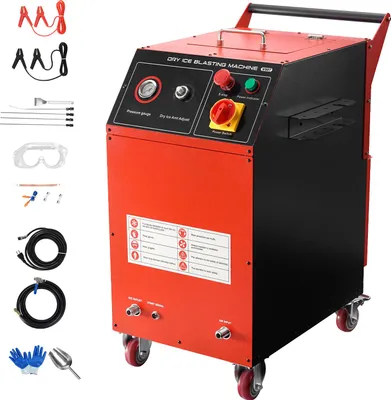 Zdjęcie produktu dla Maszyna do wydmuchiwania suchego lodu SucceBuy, 7,5 kg, system wydmuchiwania z 4 dyszami, system czyszczenia z regulowanym ciśnieniem, odpowiedni do samochodów, statków, lotnictwa i przemysłu chemicznego