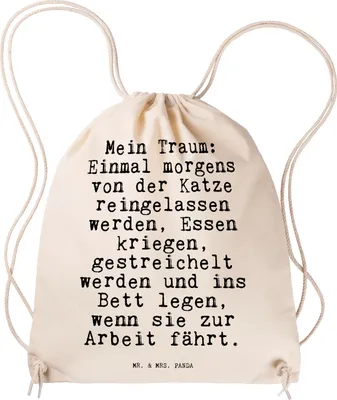 Produktbild von Mr. & Mrs. Panda Jutebeutel Mein Traum: Einmal morgens... - Transparent - Geschenk, Frauchen, wander rucksack, Sprüche, Traum, Baumwolltasche, stoff, Turnbeutel, Freundin