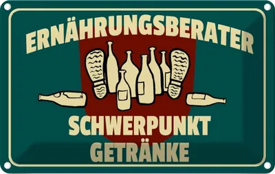 Obrázek produktu pro vianmo Plechová cedule 20x30 cm Ernährungsberater Getränke
