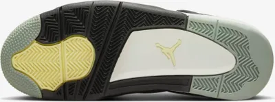 The bottom view of an Air Jordan 4 Craft Medium Olive sneaker.