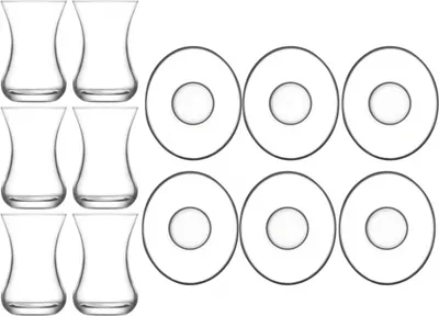 Produktbild von LAV Demet Teegläser mit Unterteller 135 ml - 12 teiliges Set für 6 Personen