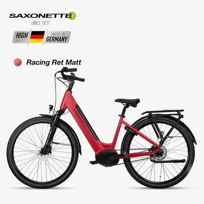Produktbild von SAXONETTE Deluxe Plus 3.0 Wave 28" Elektrofahrrad, E-Bike, Mittelmotor, Riemenantrieb, 7-Gang Nexus, 36V 13Ah Akku, RH 45 cm (Racing Red matt)