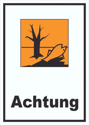 Produktbild von Schild Gefahrensymbol Umweltgefährlich Achtung hochkant A6 (105x148mm)