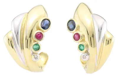 Produktbild von MIAMAR 0404703 Damen Ohrstecker 14 Karat (585) Bicolor Gold blau