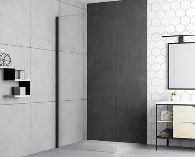 Produktbild von form&style Duschwand MODENA 100 x 195 cm Profil schwarz matt Klarglas schmutzabweisende Glasbeschichtung