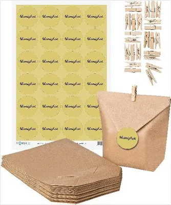 Produktbild von SET Kleinigkeit (Motiv15) 24x Geschenktüten + 24x MiniKlammer + 24x Aufkleber