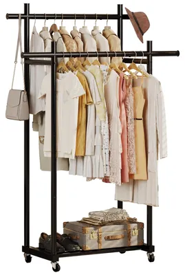 Produktbild von Omgoods – Kleiderständer, robuste Konstruktion – Kleiderständer mit Ablagefläche – Kleiderständer mit abschließbaren Rollen – Tragfähigkeit: 60 kg – Höhe: 153 cm – Multifunktionale Aufbewahrungsmöglichkeiten – Kleiderständer