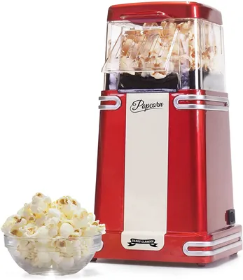 Produktbild von GADGY® Popcornmaschine Heissluft - Retro Popcorn Maker - Fettfreies Ölfreies Popcorn - Gesunder Snack - Popkorn Maschine rot