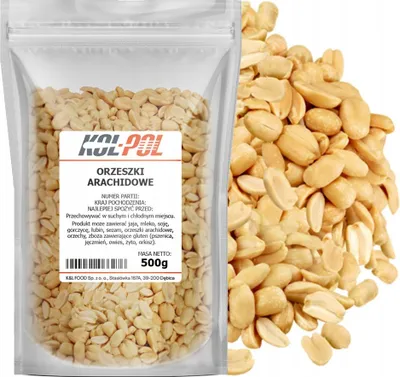 Zdjęcie produktu dla ORZECHY ZIEMNE 500g Arachidowe prażone Bez soli orzeszki jakość Kol-Pol