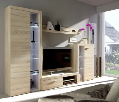 Produktbild von Wohnwand Rumba Anbauwand Wohnkombi Wohnzimmer Sonoma Eiche matt