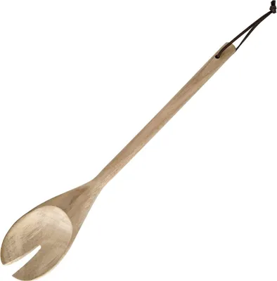 Produktbild von Fackelmann Salatgabel 33 cm AKAZIE, hochwertiger Kochlöffel aus Akazien-Holz, aufhängbar am Kunstlederbändchen, robuste Holzgabel in modernem Natur-Design (Farbe: Braun)