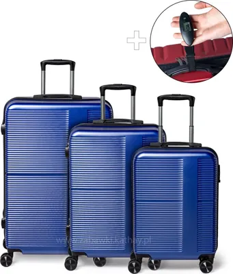 Obrázek produktu pro XXL sada cestovních kufrů tmavě modrá 3v1 ABS+PC kombinační zámek + váha na zavazadla