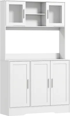 Produktbild von Küchenschrank,SkandinavischesDesign,4Schränke,verstellbareRegale,Glastüren,offeneFläche,Spanplatte,MDF,Weiß