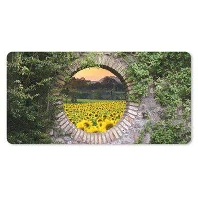 Produktbild von MuchoWow® Schreibtischunterlage Durchschauen - Blumen - Sonnenblume 80x40 cm - XXL Mauspad - Gaming Mauspad