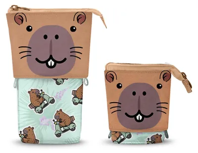 Produktbild von Oh My Pop Capybara-Cute Federmäppchen, Grün, 12 x 17 cm