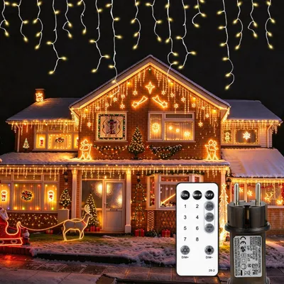 Productafbeelding van 30m Kerstverlichting Buiten, 840 IJsregen lichtketting, met timer en geheugenfunctie