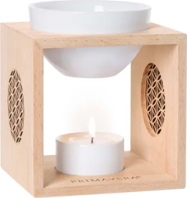 Produktbild von Primavera Life Duftlampe Balance Weiß Keramik Buchenholz H 14,5 B 12,1 T 11,3 cm