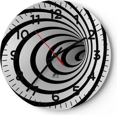 Produktbild von Wanduhr - Rund - Glasuhr - Spirale abstrakt komposition - 30x30cm - Schleichendes Uhrwerk - Lautlos - zum Aufhängen bereit - Dekoration Modern - Wanddekoration aus Glas - C4AR30x30-2648
