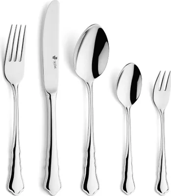 A set of silverware on a white background.