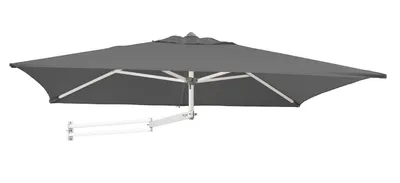 Produktbild von ACAZA Sonnenschirm rechteckig 200 x 200 cm mit Wand Halterung ohne Schirmständer für Balkon oder Terrasse, Marktschirm Gartenschirm Terrassenschirm, knickbar mit Windauslass, grau