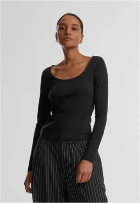 Obrázek produktu pro Dámské tričko s dlouhým rukávem Urban Classics Ladies Wide Neck Longsleeve black - M