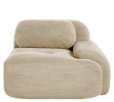 Image de Canapé d'angle en velours côtelé Hamlet RSF, élément d'angle modulaire avec coussins, 104 x 103 x 75 cm, beige