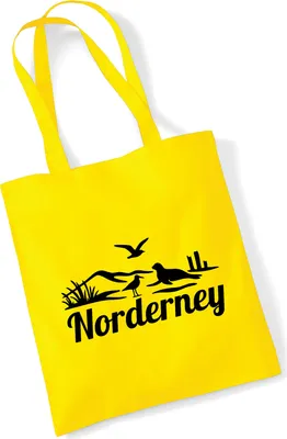 Produktbild von Huuraa Jutebeutel Norderney Strandmotiv 10 Liter Yellow Baumwolle Tasche Geschenkidee
