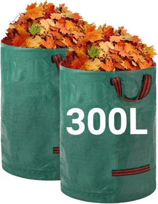 Immagine prodotto di Sacchi robusti per il riciclaggio - Sacchi riutilizzabili per il giardino con maniglie, ideali per foglie e rifiuti - 300 litri x 2 pezzi