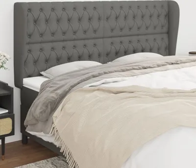 Produktbild von The Living Store Kopfteil mit Ohren Dunkelgrau 183x23x118/128 cm Stoff