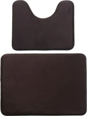 Produktbild von 2-teiliges Badematten-Set, Memory Schaum Badematte Badteppich rutschfest, Dunkelbraun