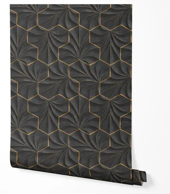 Zdjęcie produktu dla TAPETA NA ŚCIANĘ ZŁOTE LINIE SZARE TŁO GEOMETRIA WZORY DO SALONU BIURA 5m x 0.5m