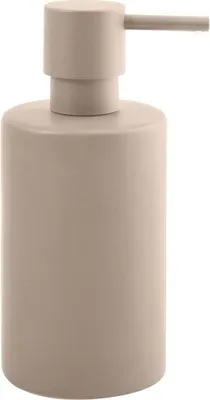 Produktbild von Spirella Seifenspender "Tube" | mit Edelstahlpumpe | Flüssigseifen-Spender | Porzellan | 300ml | Langliebig und Robust | matt Taupe