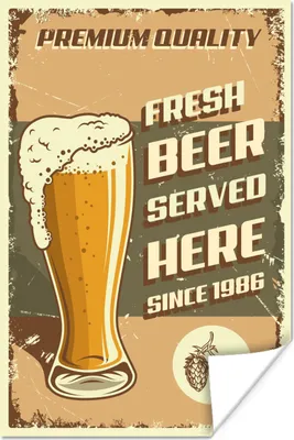 Produktbild von MuchoWow® Poster Mancave - Biergläser - Vintage - Zitate 60x90 cm - Wanddekoration