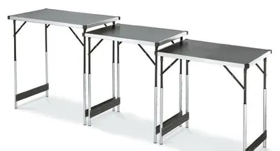 Image de Lot de 3 tables polyvalentes, réglables en hauteur et pliables, 300 x 60 cm, multifonctionnelles