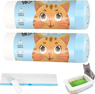 Produktbild von Katzentoilettenbeutel 58 x 35 cm, 40 Stücke, mit Kordelzug, weiß, für Katzentoilette